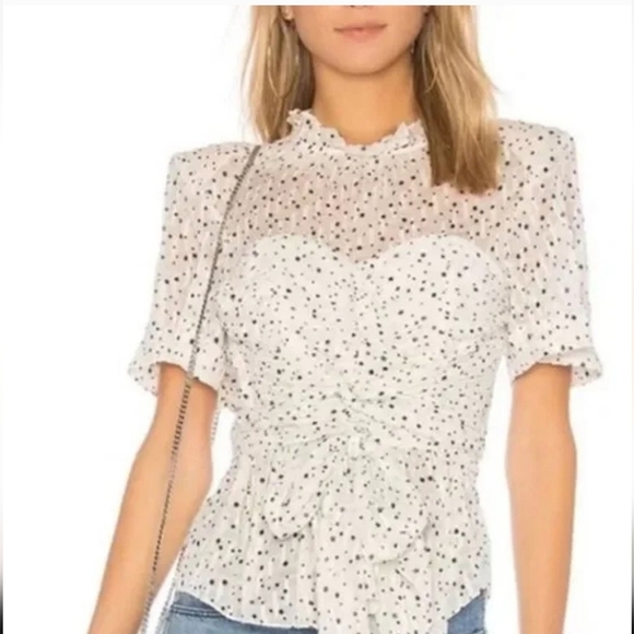 Rebecca Taylor Scattered Stars Silk Wrap Quiet Luxury Top, Size 6 - Picture 2 of 6